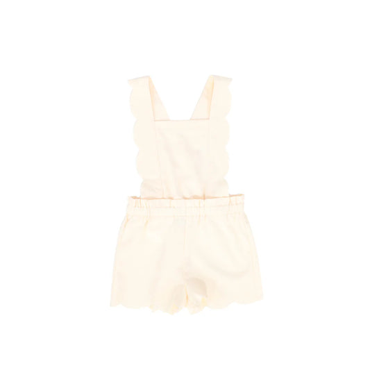 Wool Scallop Overalls - Ivory