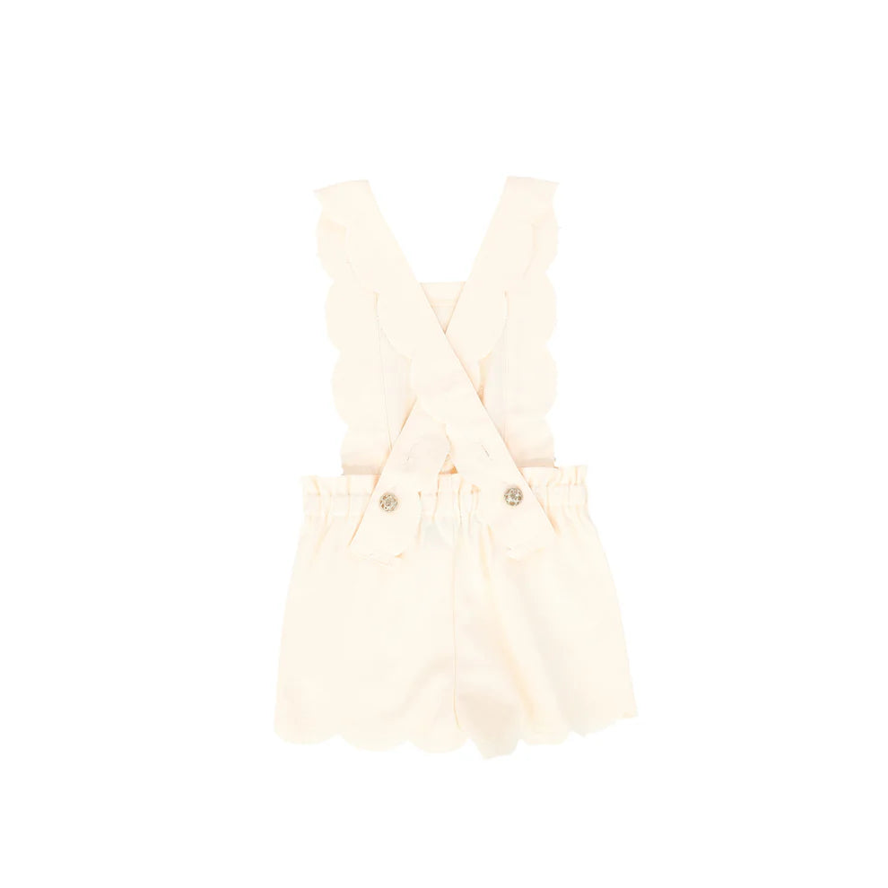 Wool Scallop Overalls - Ivory