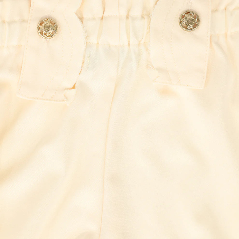 Wool Scallop Overalls - Ivory