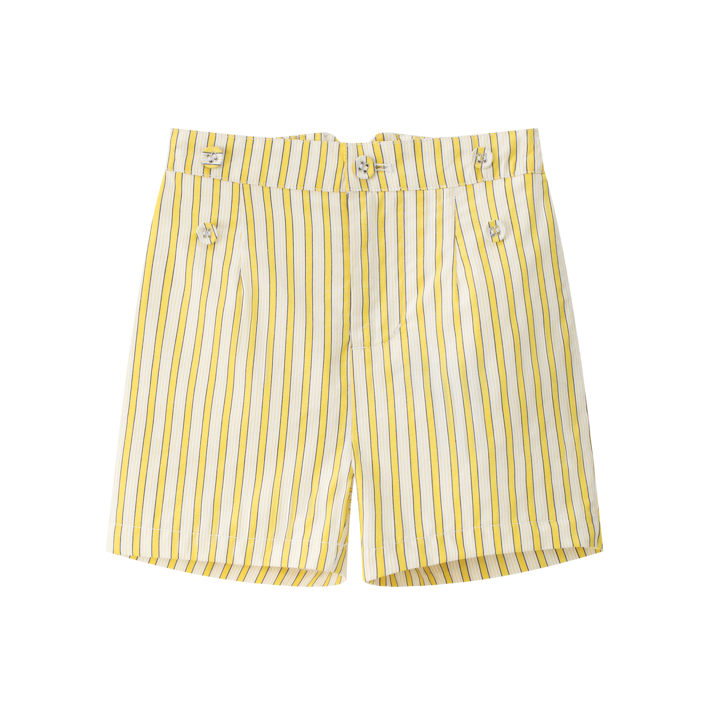 Yellow Striped Double Button Shorts