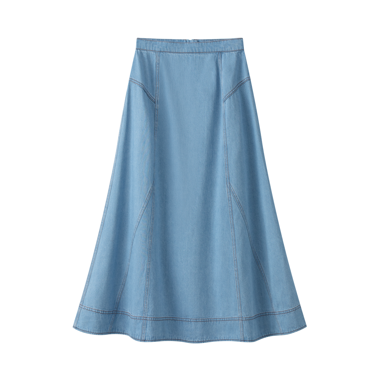 Blue Denim Stitched Skirt