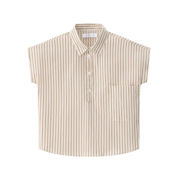 Cream Oversized Striped Shirt