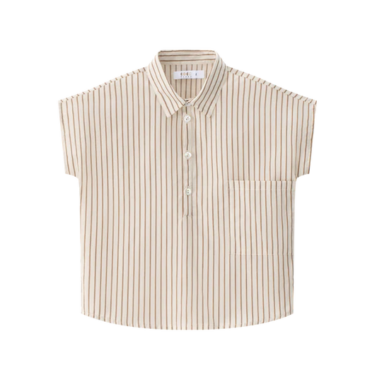 Cream Oversized Striped Shirt