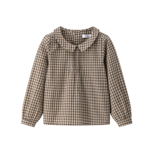 Peter Pan Shirt - Camel Gingham