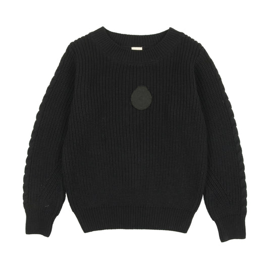 CHUNKY CREST KNIT SWEATER- BLACK