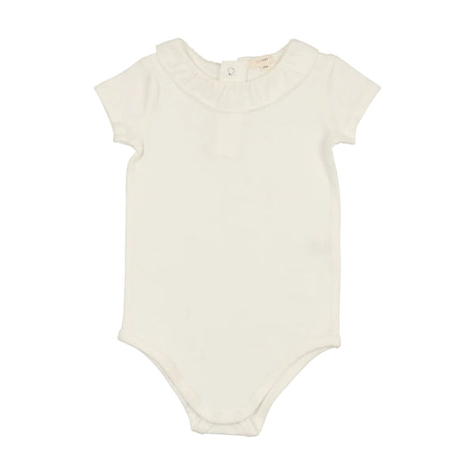 Collar Onesie- Winter White Ruffle