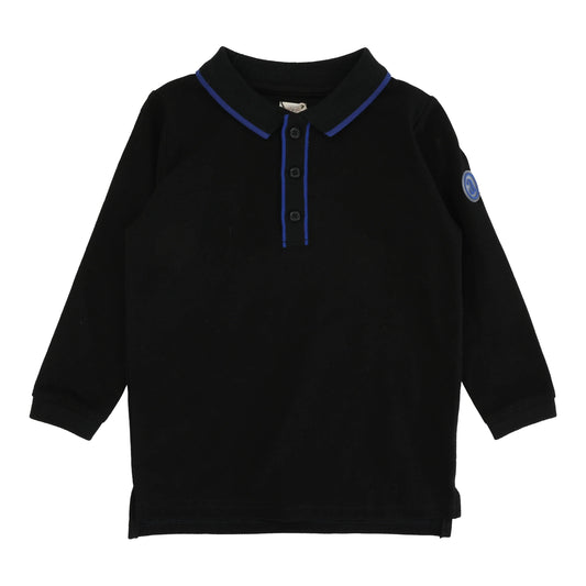 Contrast Trim Polo Black