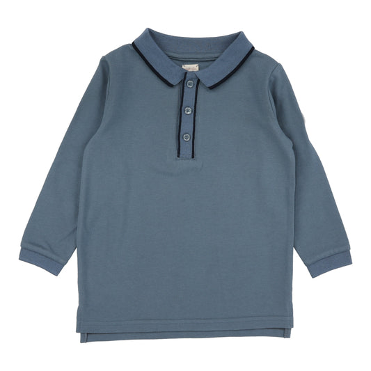 Contrast Trim Polo Off Blue