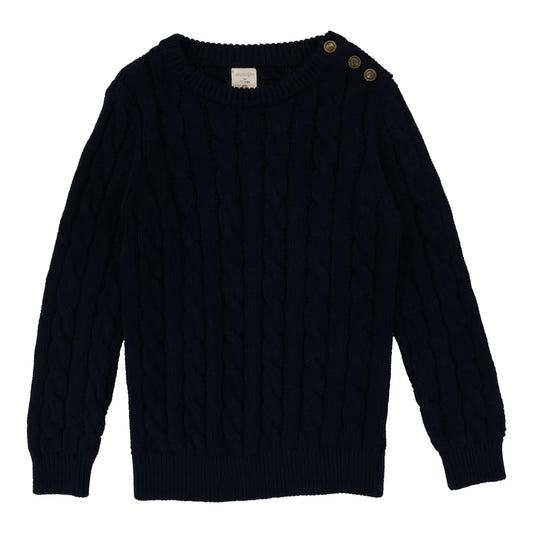 CABLE CREWNECK SWEATER- NAVY