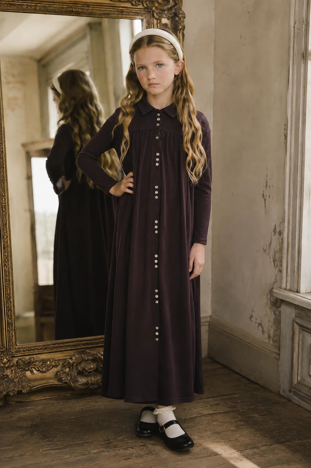 Button Front Maxi Dress- Eggplant