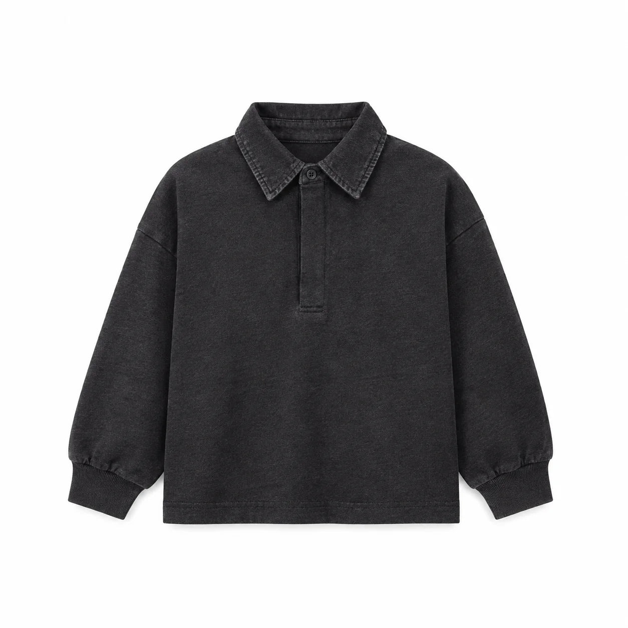 Boys Denim Collar Polo - Grey