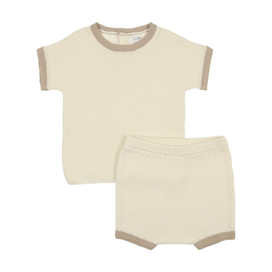 Knit Colorblock Set- Cream