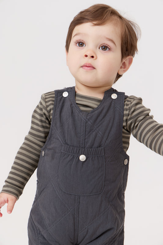 Black Teddi Quilted Overalls