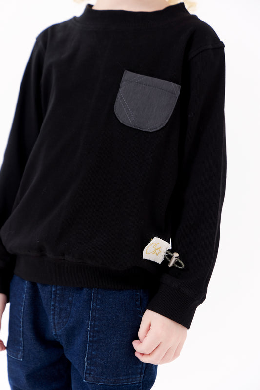 Black Teddi Ribbed Sweatshirt