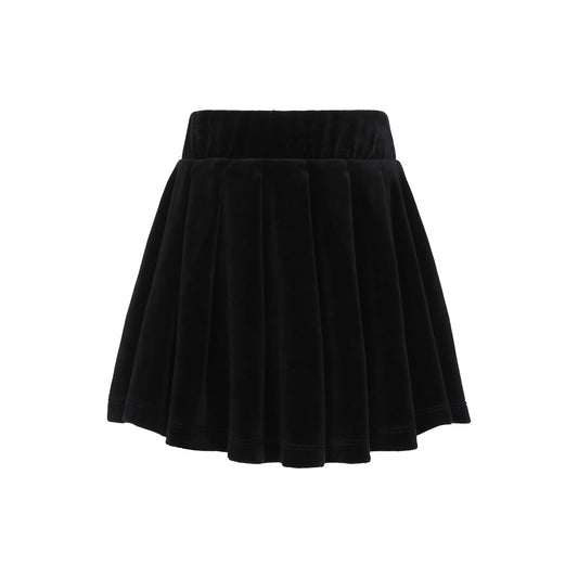 BLACK Velour Pleated Skirt