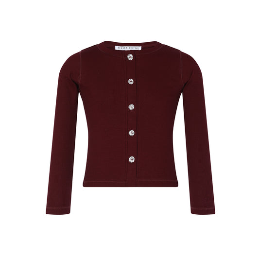 BURGUNDY Rhinestone Cardigan