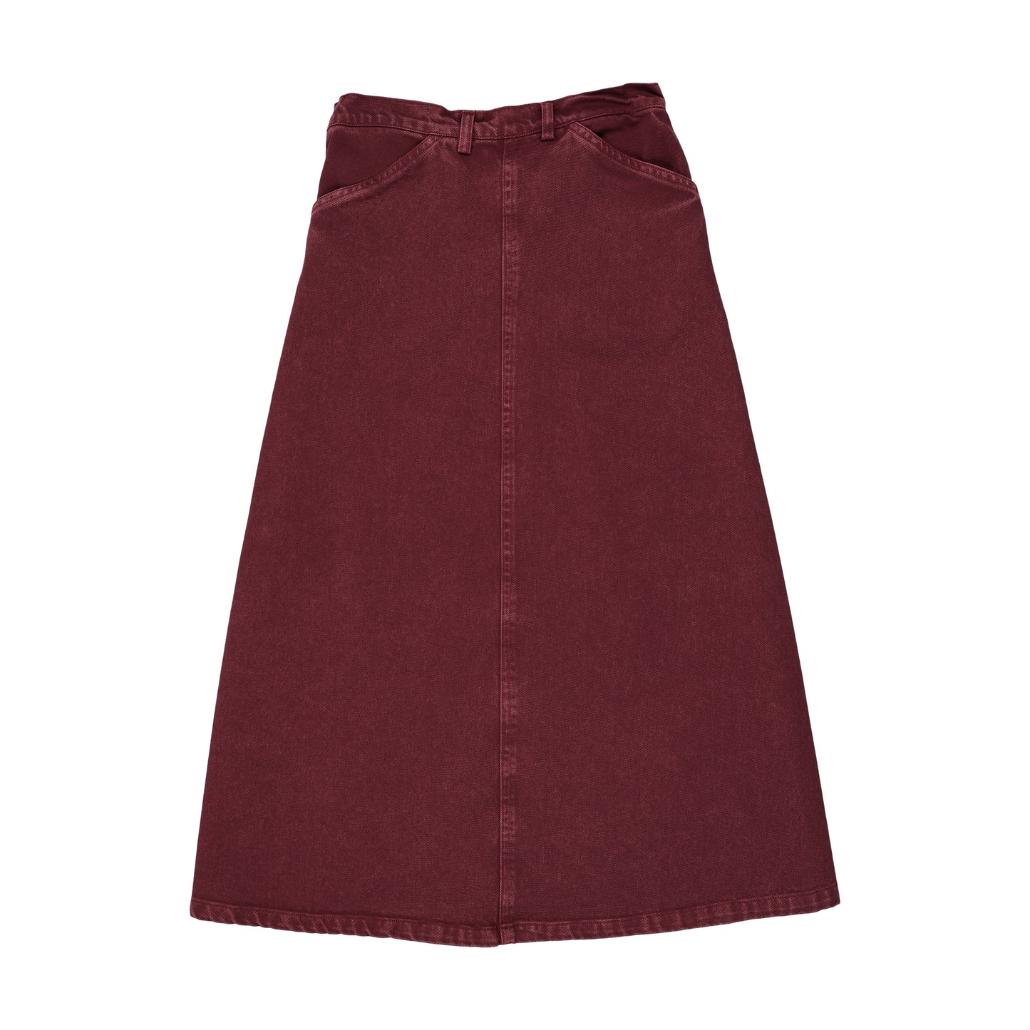Denim Maxi Skirt Washed Burgundy
