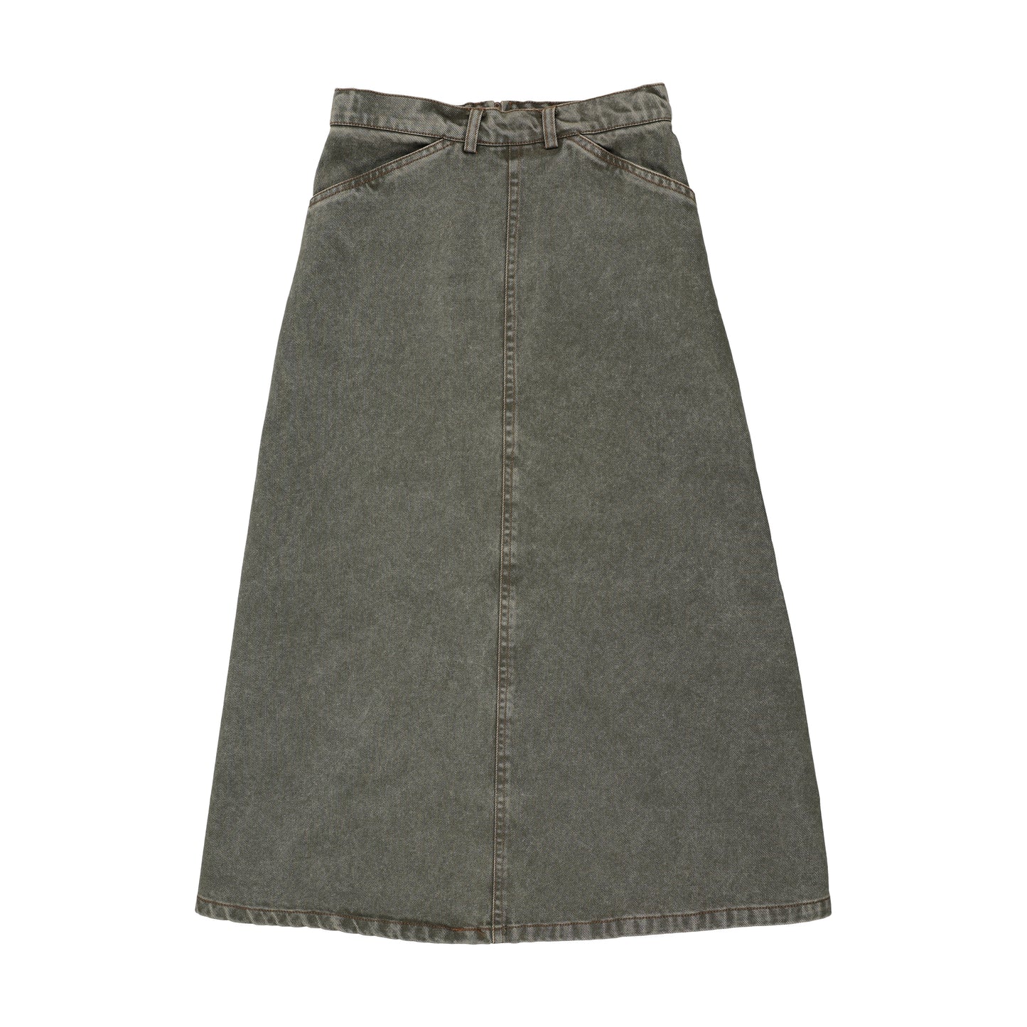 Denim Maxi Skirt Washed Green