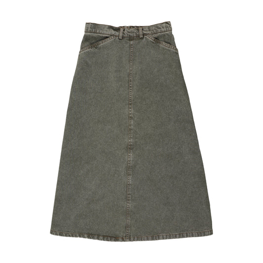 Denim Maxi Skirt Washed Green