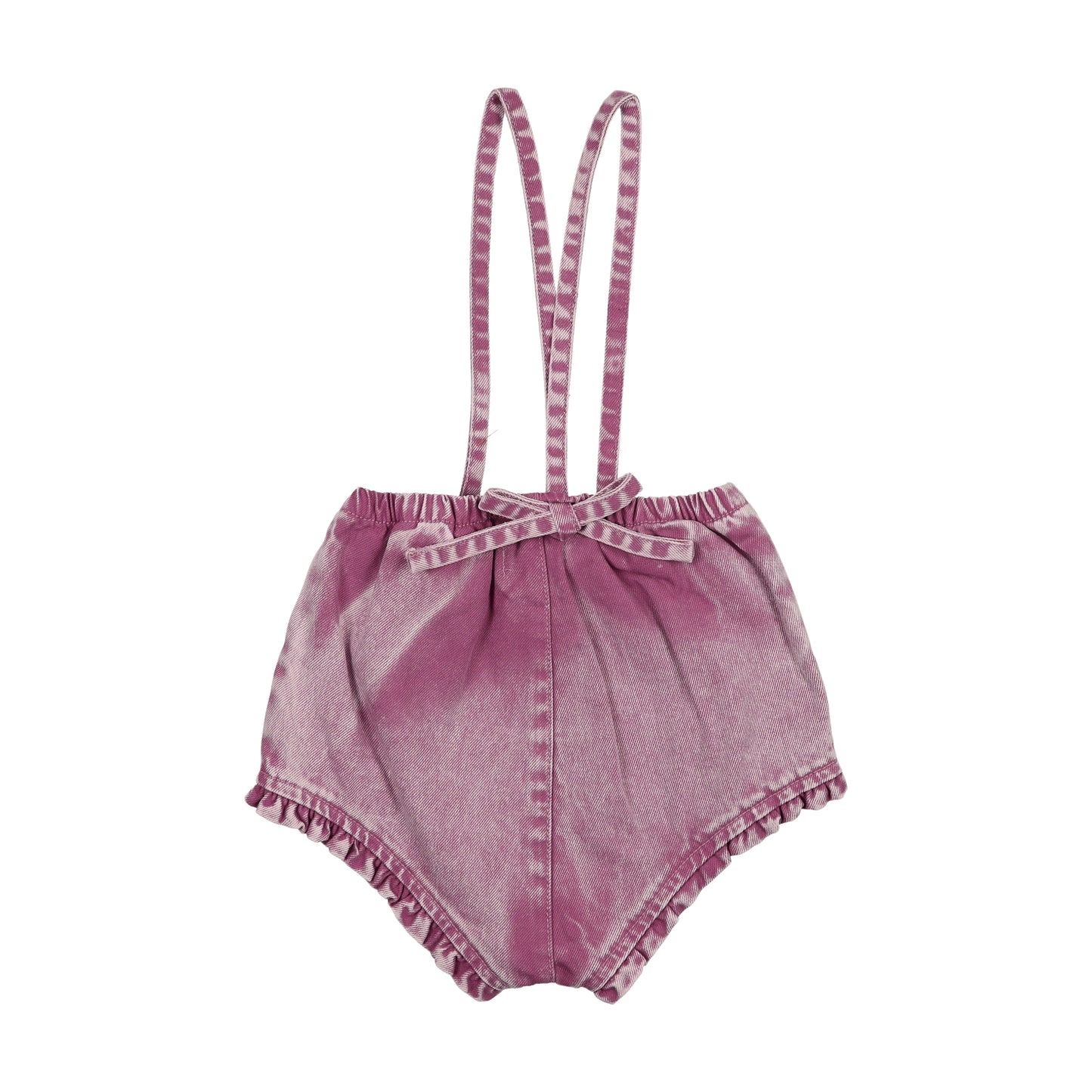 Ruffled Overall with Straps- Mauve Denim
