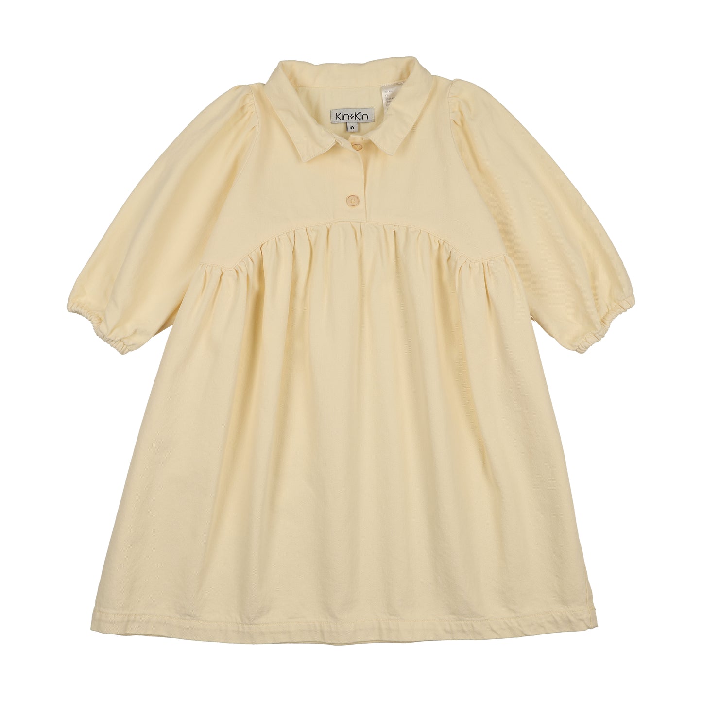 Denim Long Sleeve Shirt Dress- Yellow Denim