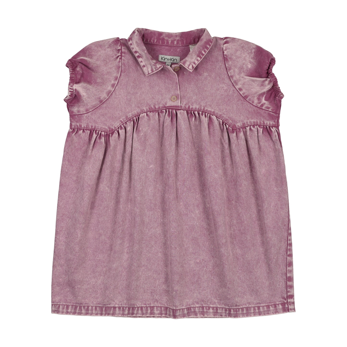 Denim Short Sleeve Shirt Dress- Mauve Denim
