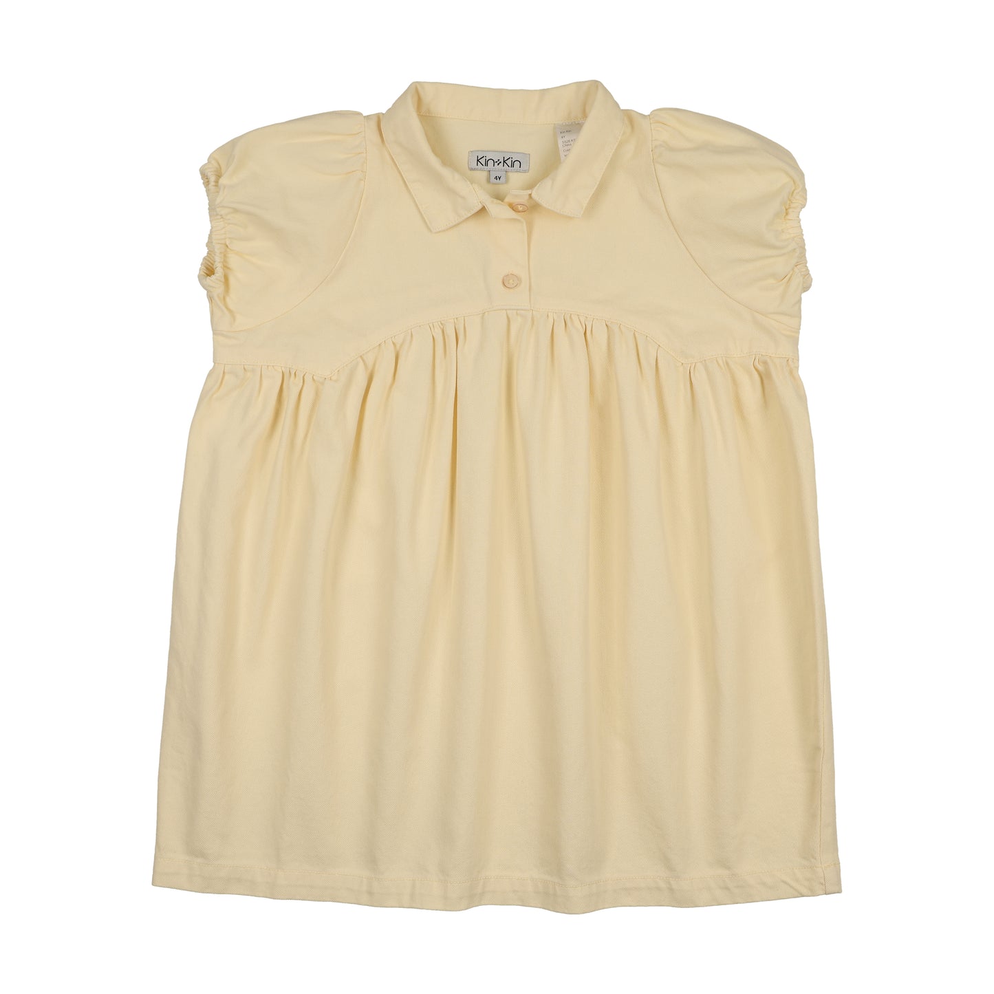 Denim Short Sleeve Shirt Dress- Yellow Denim