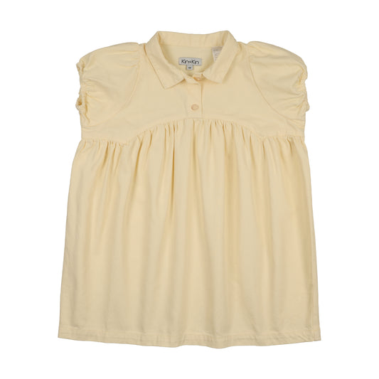 Denim Short Sleeve Shirt Dress- Yellow Denim