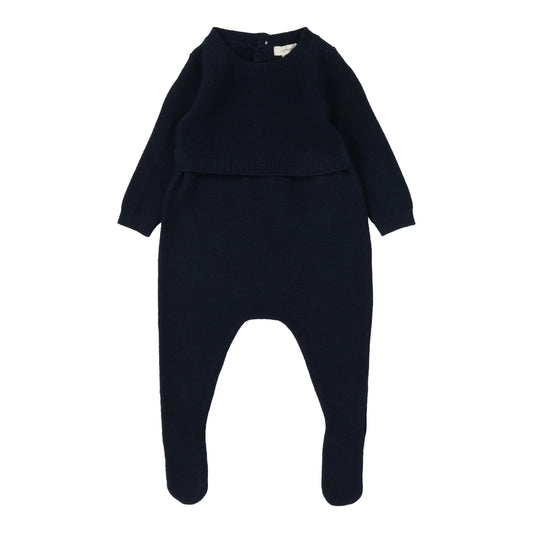 Knit Footie Dusty Navy