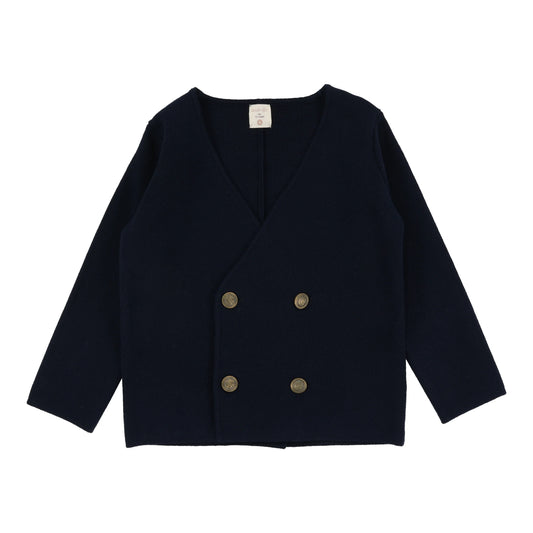Double Breasted Knit Blazer Navy