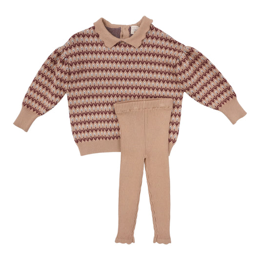 Floral Knit Set Dusty Pink