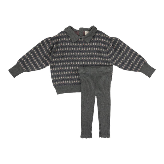 Floral Knit Set Mid Grey Multi