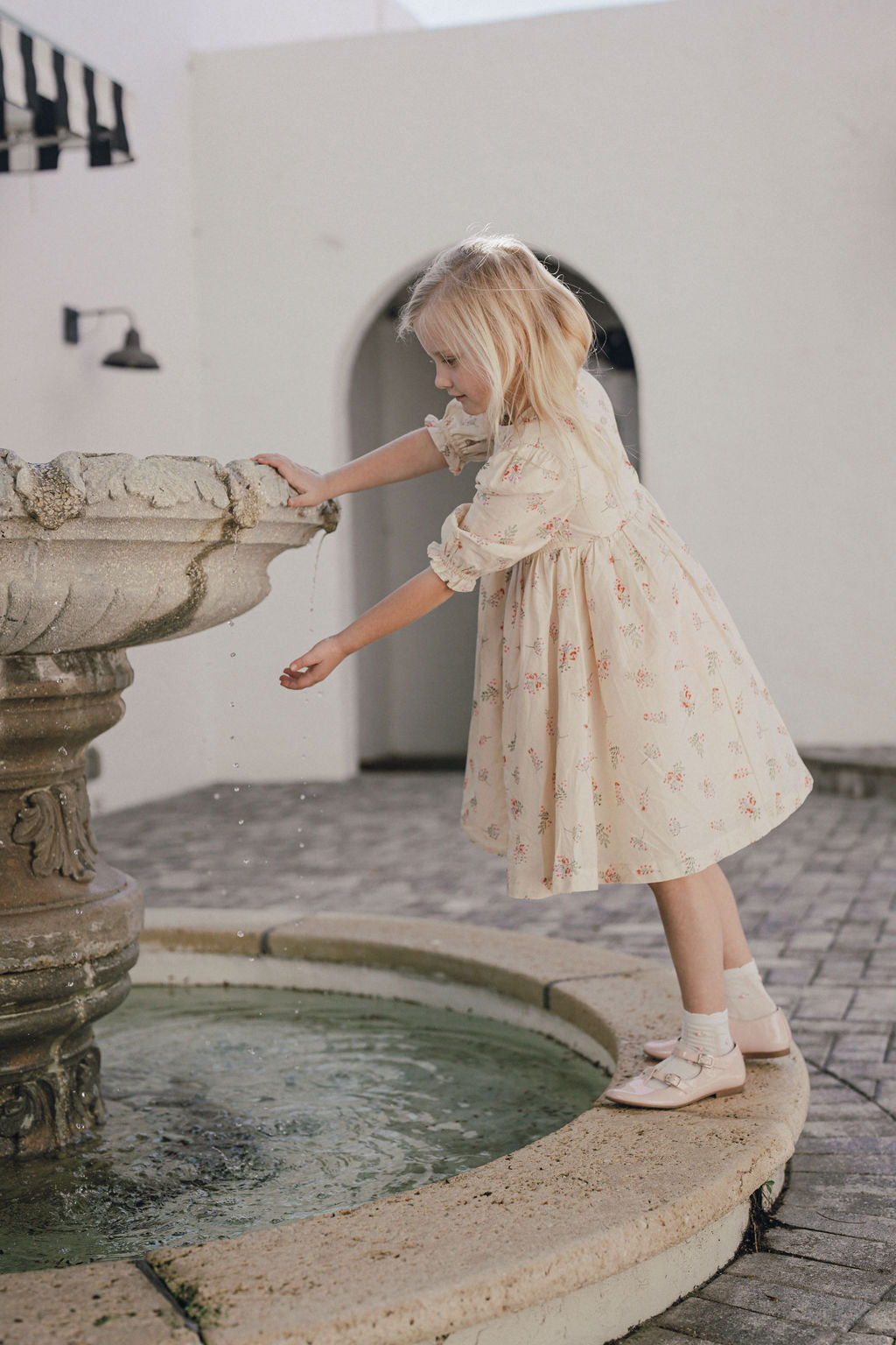 Cream Neon Floral Printed Dress