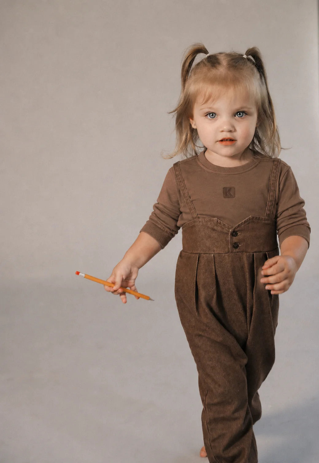 Yoke Detail Denim Romper - Brown Denim