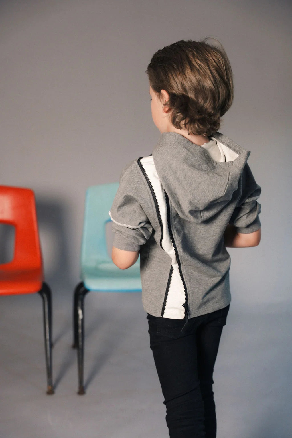 Open Zipper Sweatshirt - Grey