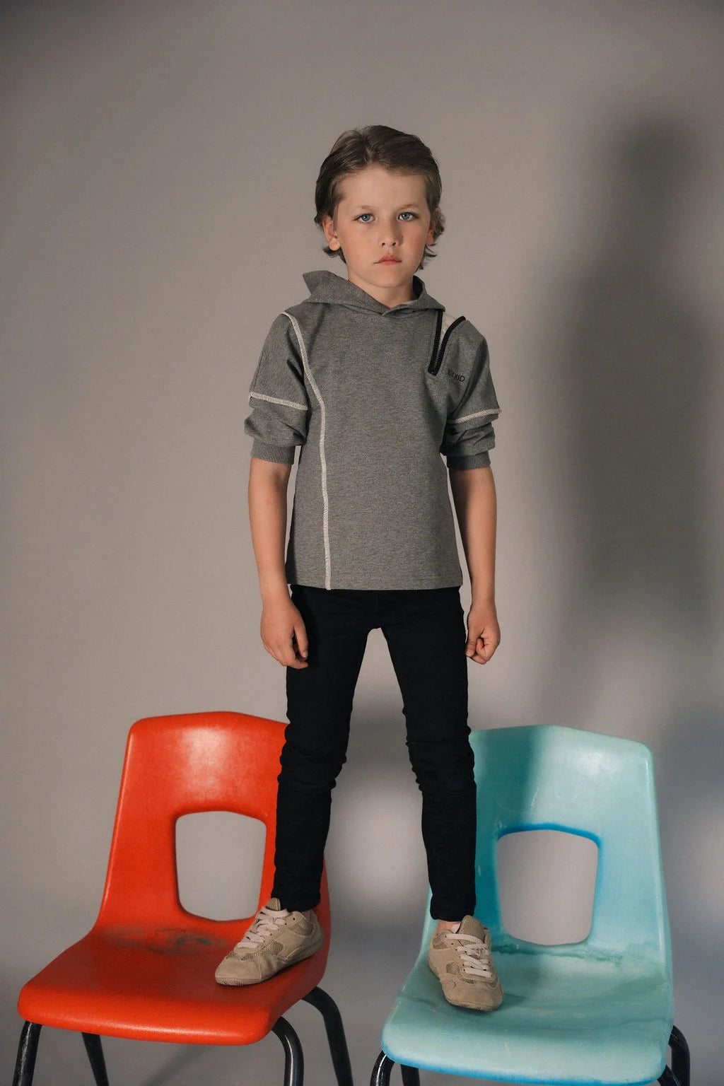 Open Zipper Sweatshirt - Grey