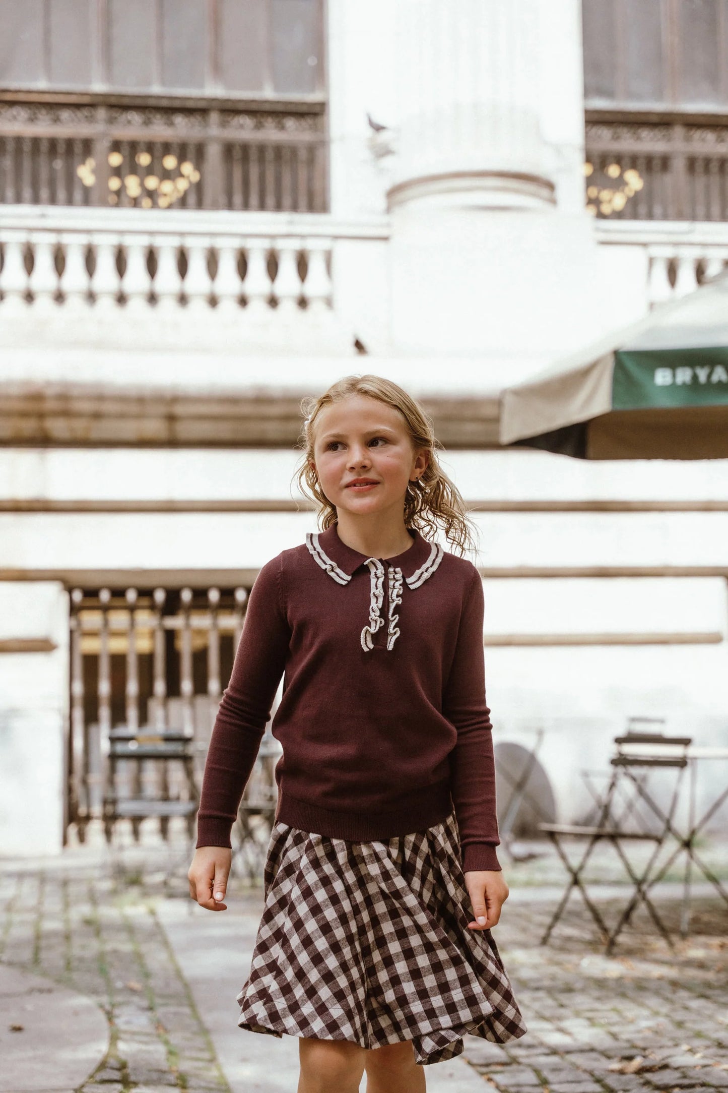 Ruffle Collar Sweater - Burgundy
