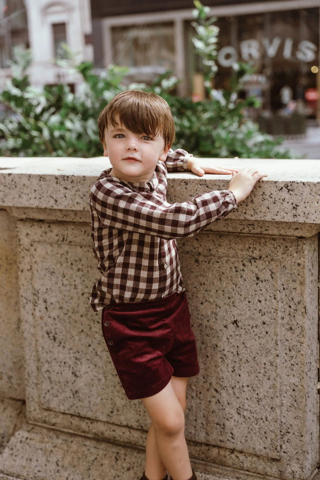 Plaid Shirt - Burgundy Gingham