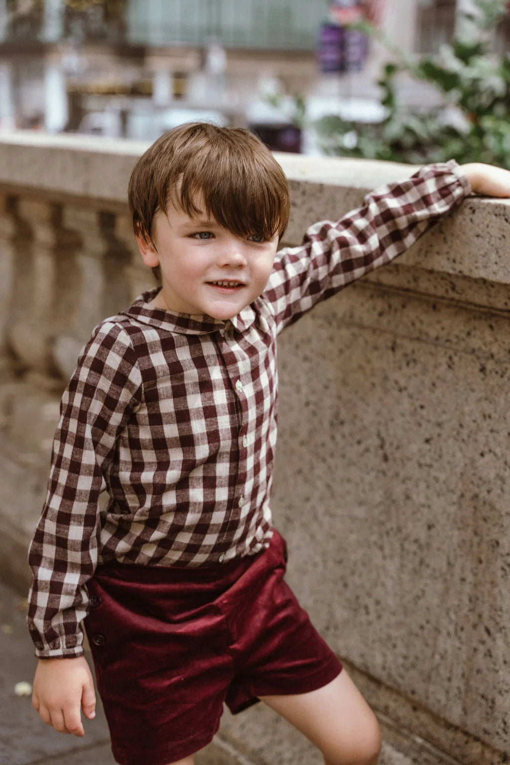 Plaid Shirt - Burgundy Gingham