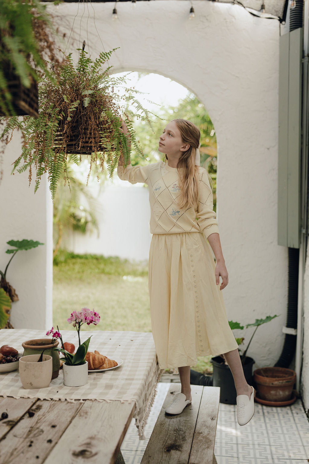 Pale Banana Sweater with Embroidery