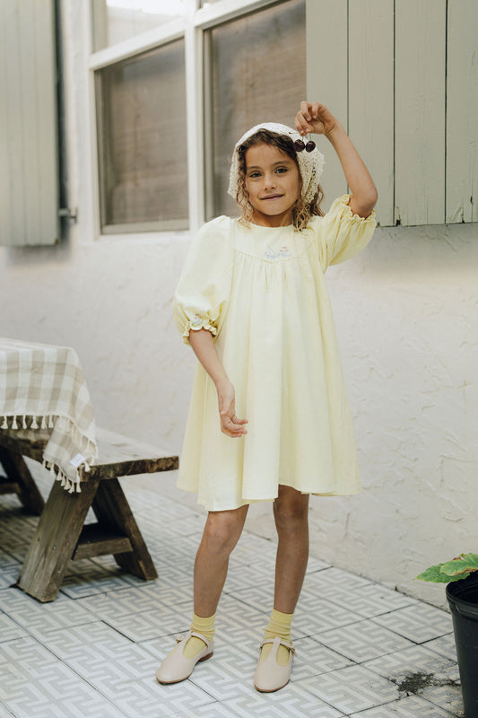 Pale Banana Pintucks Dress