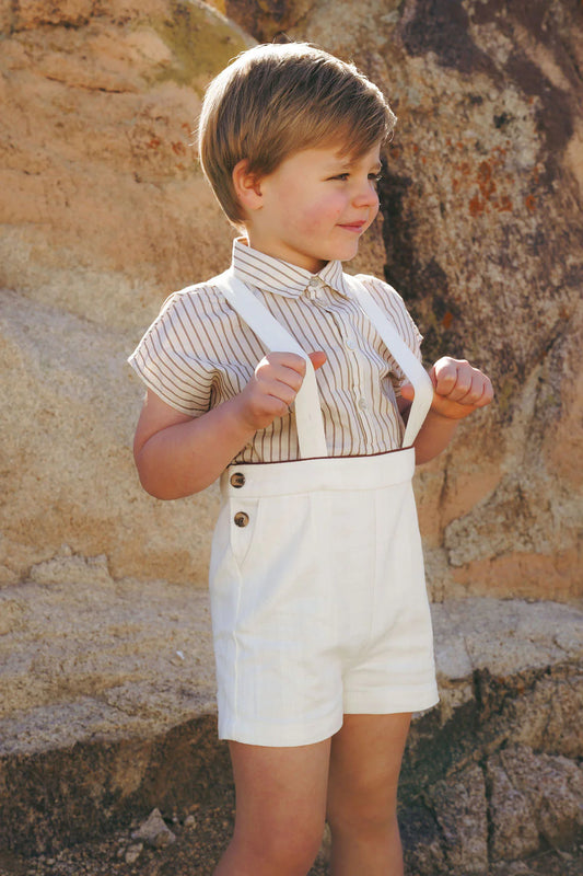 Cream Suspender Shorts