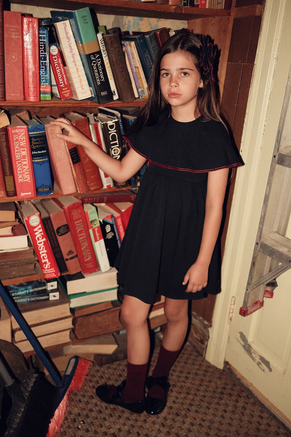 Wool Velvet Trim Dress