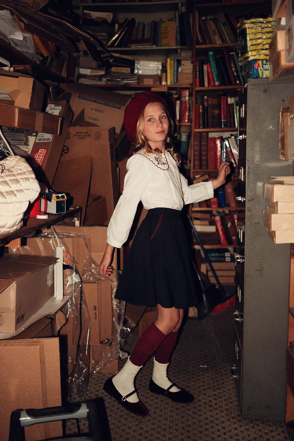 Wool Velvet Trim Skirt