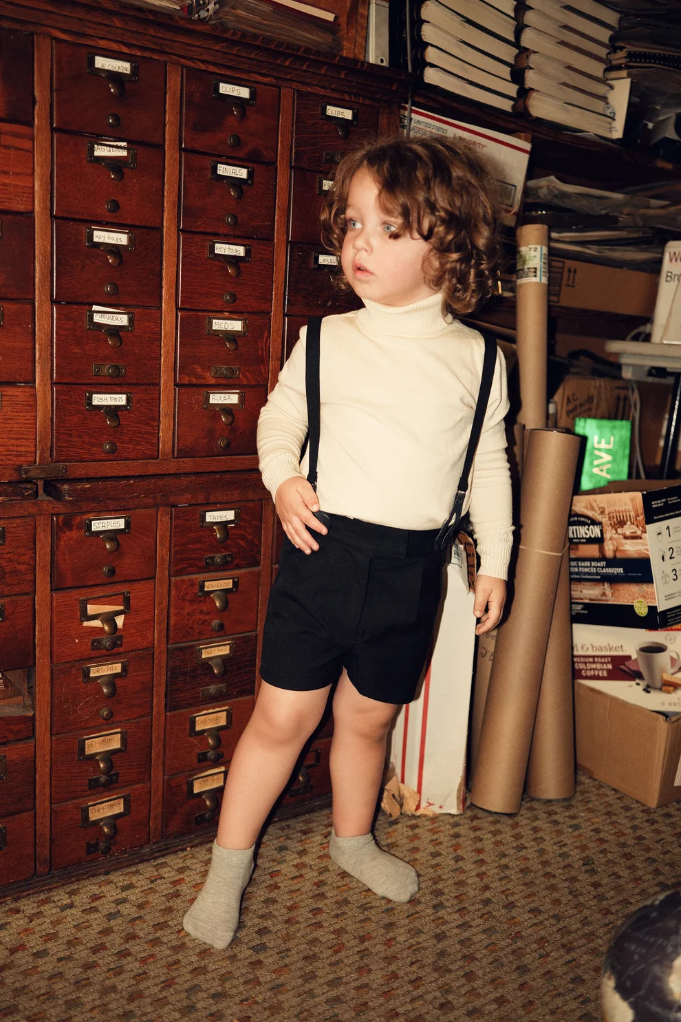 Leather Detail Suspender Shorts