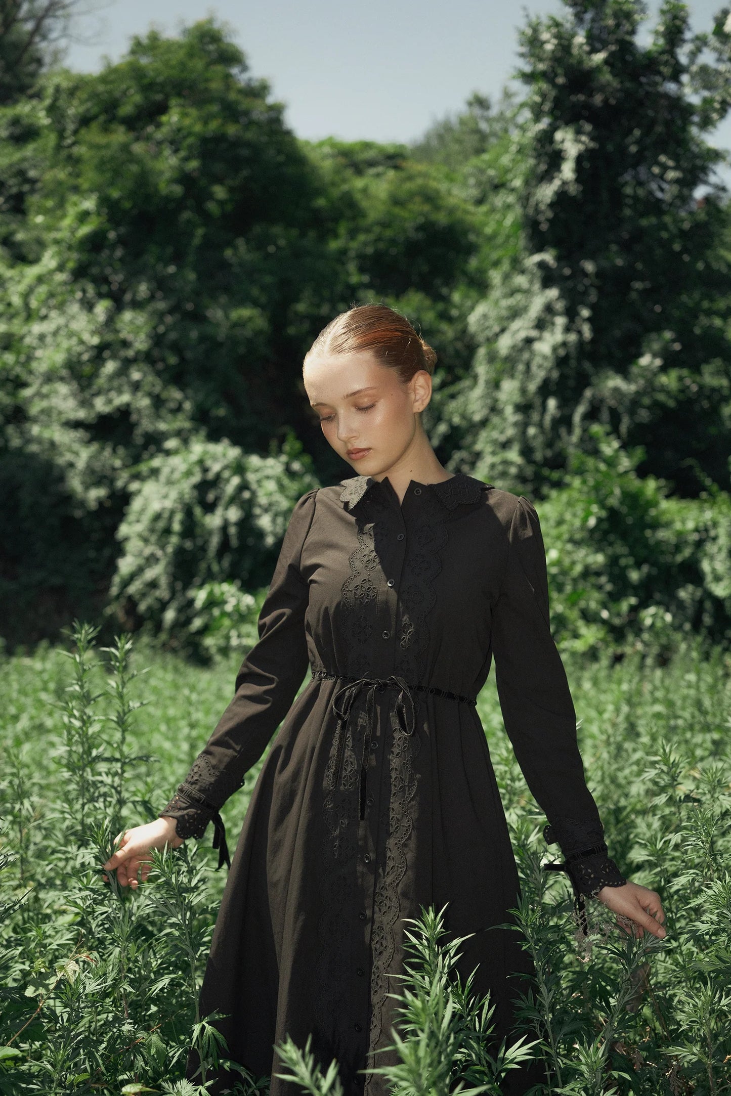 Velvet Ribbon Eyelet Dress