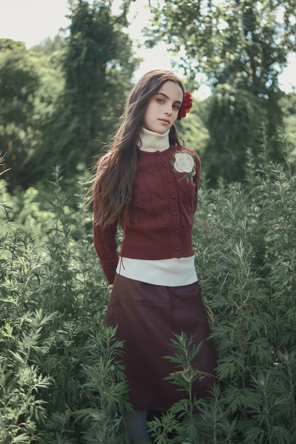 Leather Seam Waisted Skirt