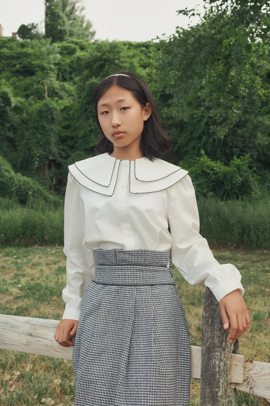 Houndstooth Pleated Trim Skirt