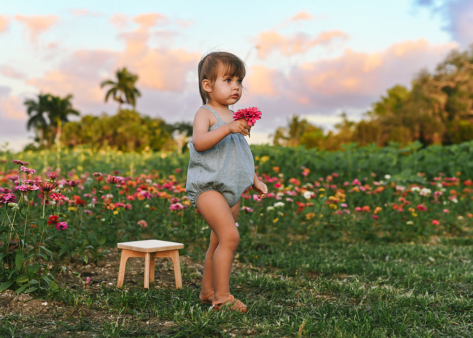 Denim Dot Romper