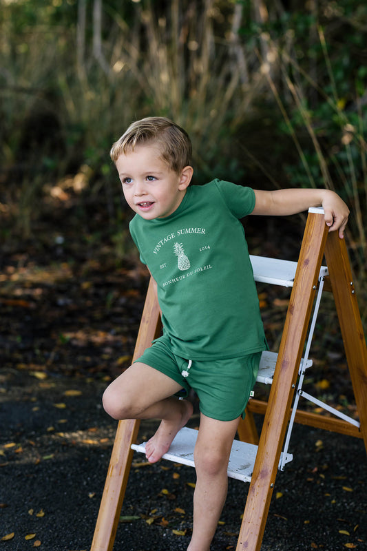 Boys Short Sleeve Print Tee Green